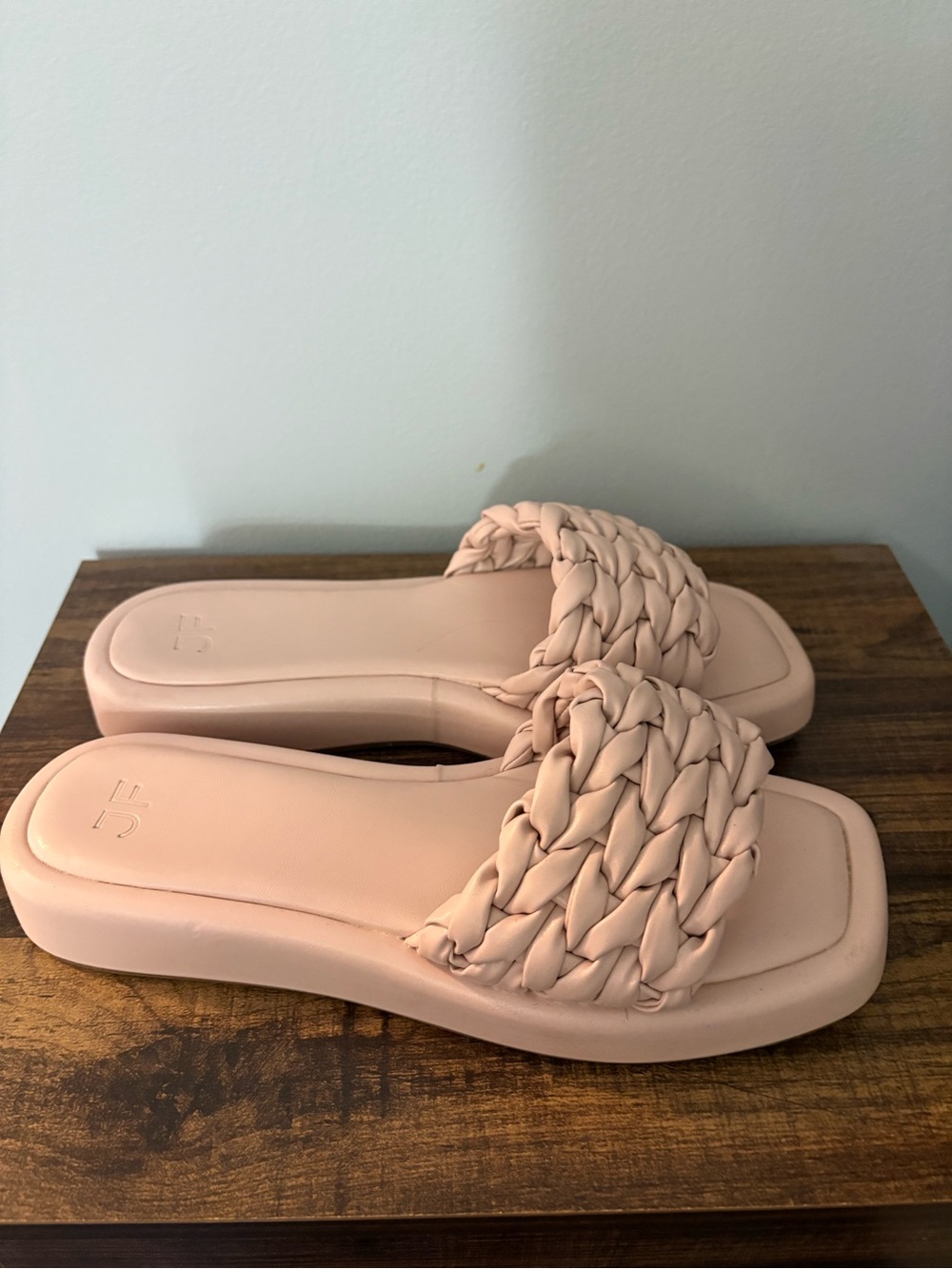 JustFab Braided Slide Sandals - Blush Pink